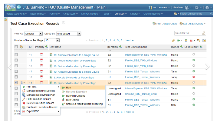 quality testing feature showcase: test case execution records
